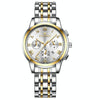 FNGEEN 4006 Ladies Quartz Watch Fashion Luminous Date Display Watch(Gold White Surface)