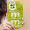 For iPhone 14 Plus Embroidered Plush TPU Phone Case(Green Embroidery M)