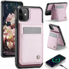 For iPhone 11 JEEHOOD J06 British Style RFID MagSafe Card Bag PU Phone Case(Pink)