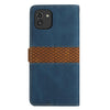 For Samsung Galaxy A03 Grid Stitching Leather Phone Case with Lanyard(Blue)