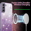 For Samsung Galaxy S21 5G Gradient Glitter Flower All-inclusive Phone Case(Purple)