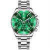OLEVS 2870 Men Multifunctional Chronograph Three Eyes Waterproof Quartz Watch(Green + Silver)