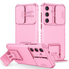 For Samsung Galaxy S25+ 5G Stereoscopic Holder Sliding Camshield Phone Case(Pink)