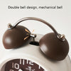 6016 Simple Bell Small Alarm Clock Students Learning Bedside Clock With Night Light(Coffee Color)
