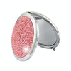 Diamond-encrusted Metal Double Side Folding Mini Portable Round Small Makeup Mirror(Pink)
