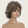 Wig-449 Brown+Light Gold Ladies Short Curly Hair High Temperature Silk Chemical Fiber Wig Headgear