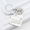 Personalized Calendar Keychain Hand Carved Calendar Keyring Stainless Steel Brelok(Rose Gold)