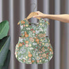 Children Summer Sleeveless Bibs Flowery Eating Reversible Clothes, Style: Green Flower(Size: 100)