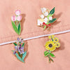 CZ0976-1 Cartoon Plant Flower Alloy Enamel Badge Garden Style Sunflower Clothing Bag Brooch Ornament