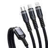 6A 66W 3 in 1 USB to 8 Pin + Micro USB + USB-C / Type-CFast Charging Braided Data Cable(Black)