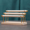Removable Solid Wooden Base Ring Display Metal Stand Sponge Bar Ring Storage Rack, Style: Three Layers Beige
