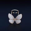 Fashion Adjustable Butterfly Shape Ring with Diamond Women Jewelry, Ring Size:9(Champagne gold)