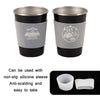 4 PCS / Set Outdoor Picnic Stainless Steel Cup With Storage Bag+Silicone Holder (Black)