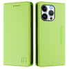 For iPhone 14 Pro RC01 Dual-Folded Magnetic Suction RFID Leather Phone Case(Grass Green)