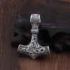 Mjolnir Pendant Viking Protective Talisman Hammer Necklace(Silver Pendant with Metal Chain)