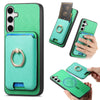 For Samsung Galaxy S25+ 5G Retro Cross Leather Ring Vertical Insert Card Bag MagSafe Phone Case(Green)
