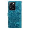For Redmi Note 12 Pro 5G Global Lace Floral Embossed Magnetic Buckle PU Phone Case With Wrist Strap(Green)