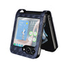For Samsung Galaxy Z Flip6 Siamese Cubic Grid Texture Card Slot Leather Phone Case(Blue)