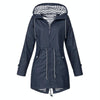 Women Waterproof Rain Jacket Hooded Raincoat, Size:XXXL(Navy Blue)
