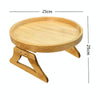 25cm Foldable Sofa Round Tray Home Couch Armrest Pallet, Style: Bamboo