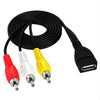 JUNSUNMAY USB Female to 3 x RCA Male Audio Video Splitter Cable, Length:0.2m