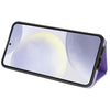 For Samsung Galaxy S23 FE 5G Three Fold Card Bag Phone Case with Long Lanyard(Purple)
