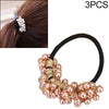 3 PCS Women Fashion Vitange Rhinestone Crystal Pearl Hair Band(Gold)