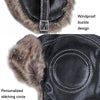 Autumn Winter Imitation Leather Outdoor Ride Hat Ear Protection Pilot Hat, Size: L About 54-58cm(Coffee)
