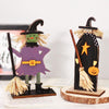 Halloween Decorations Witch Ghost Painted Wooden Ornament Party Decorative Props, Style: Purple Witch