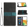 For Samsung Galaxy A34 5G Grid Stitching Leather Phone Case with Lanyard(Black)