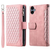 For Samsung Galaxy A06 5G / 4G Grid Texture Zipper Leather Phone Case with Lanyard(Rose Gold)