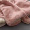 Winter Children Cartoon Animal Shape Plus Velvet Warm Hooded Jacket, Kid Size:90cm(Pink)