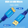 USB 3.0 Male To Micro USB 3.0 Male Braided Cable, Length:0.3m(Blue)