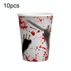10pcs Halloween Disposable Blood Handprint Tableware Horror Party Decoration, Style: Paper Cups