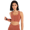 Super Supportive Sport Bra Front Zipper Tights Crop Top Yoga Vest, Size: M(Brick Red)