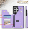 For Samsung Galaxy S25 Ultra 5G Rhombic Dual Buckle Card Slots Phone Case with Lanyard(Purple)