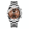 OCHSTIN 6123B Multifunctional Quartz Waterproof Luminous Steel Strap Men Watch(Silver Coffee)