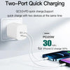 CS-20W Mini Portable PD3.0 + QC3.0 Dual Ports Fast Charger with 3A USB to 8 Pin Data Cable(EU Plug)