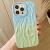 For iPhone 13 Pro Max Wrinkle Gradient Oily Feel TPU Phone Case(Blue Green)