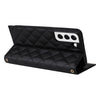 For Samsung Galaxy S21+ 5G Crossbody Rhombic Sucker Leather Phone Case(Black)