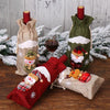 2 PCS Christmas Gift Wine Bottle Dust Cover Bag Home Table Decor(Burlap snowman)
