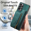 For Samsung Galaxy A22 5G Retro Leather Zipper Wallet Back Phone Case(Green)