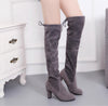 Ladies Over-the-knee Boots Frosted Leather Thick High Heel Boots, Size: 41(Gray)