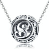 S925 Sterling Silver 26 English Letter Beads DIY Bracelet Necklace Accessories, Style:S