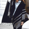 Autumn and Winter Ladies Hooded Warm Thick Tassel Cloak Shawl Scarf Dual-use, Width:65cm(Black)