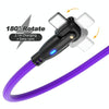 ENKAY 180 Degrees Rotating USB to 8 Pin Charging Data Cable with LED Light, Length:1m(Purple)