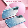For Samsung Galaxy S22 5G Gradient Glitter Flower All-inclusive Phone Case(Blue)
