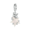 S925 Sterling Silver Platinum Plated Cute Cat Star Luminous Pendant(SCC2878)