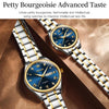 1pair OLEVS 5563 Couple Luminous Waterproof Quartz Watch(Blue + Gold)
