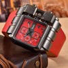 Oulm 3364 Men Square Dial Leather Belt Quartz Watch(Red)